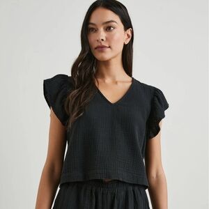 Rails Black V-Neck Blouse